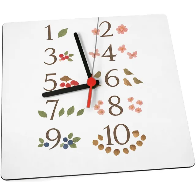 Mr Cadeautjes Klok 19 x 19 - design Een rustige telposter voor de natuur, met seizoenselementen | cadeau Wit