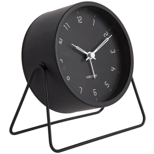 Karlsson Stark wekker, rond, metaal, 13 cm zwart