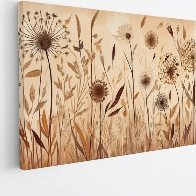 Saammp Canvas Schilderij - Vintage Bloemen - Natuur -Abstract - 50x40 - Foto op canvas - Wanddecoratie - Muurdecoratie Woonkamer - Kantoor Decoratie Multicolor