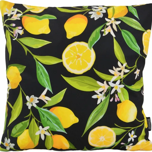 Gek op Kussens! Citroenen Zwart/Geel Kussenhoes | Katoen/Polyester | 45 x 45 cm