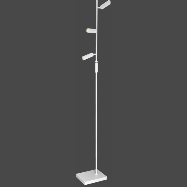 Fantasia Lopal vloerlamp wit met 3 verstelbare aluminium kokers, dimbare COB LED 2700K, 300 lumen per koker