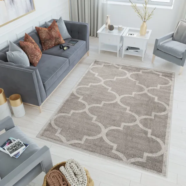 Tapiso Lazur Vloerkleed Woonkamer Slaapkamer Donkergrijs Design Woonsfeer Interieur Modern Marokkaanse Trellis Duurzaam Hoogwaardig Tapijt Donkergrijs1