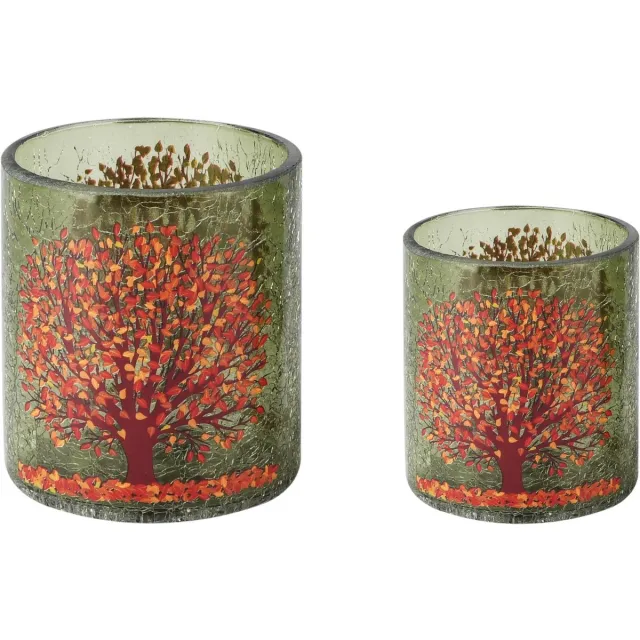 dekoratief Set 2 theelichthouders 'Autumn?s Whisper', glas, 9x9x10cm | A265797 transparant