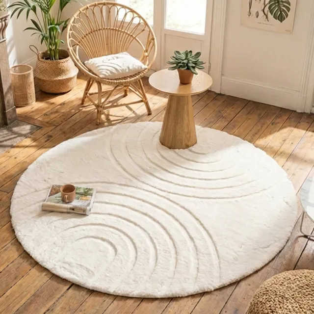 Fraai Rond hoogpolig vloerkleed - Carvy Arches Crème - Ø 80cm