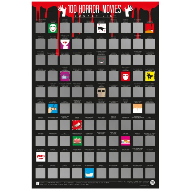 Gift Republic Krasposter - 100 Horror Films Zwart