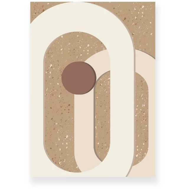 Yisual Poster 20x30 cm - Ovalen - Terrazzo - Bruin - Gebroken Wit - Abstract - Modern - Muurdecoratie - Wanddecoratie
