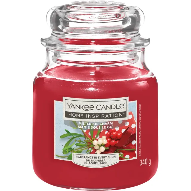Yankee Candle Home Inspiration - Mistletoe Charm Medium Jar - 75 branduren Rood