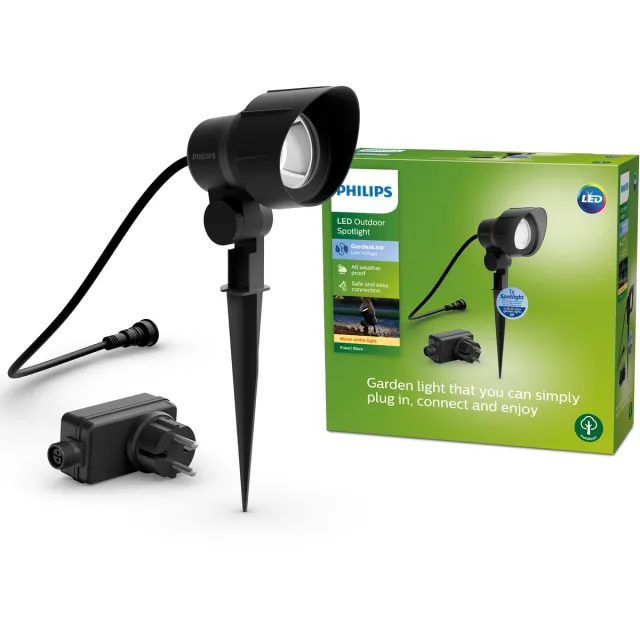 Philips LED grondspot basisset voor buiten - laagspanning - zwart - warmwit licht - 24 W Antraciet