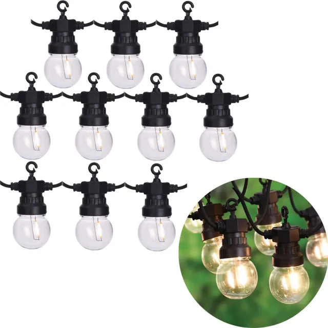 Cheqo Lichtsnoer - Fairy Lights - Lichtslinger voor Binnen en Buiten - Kerst Verlichting - Tuinverlichting - Feestverlichting - Warm Wit - 10 LED Bolletjes - 7.5 Meter