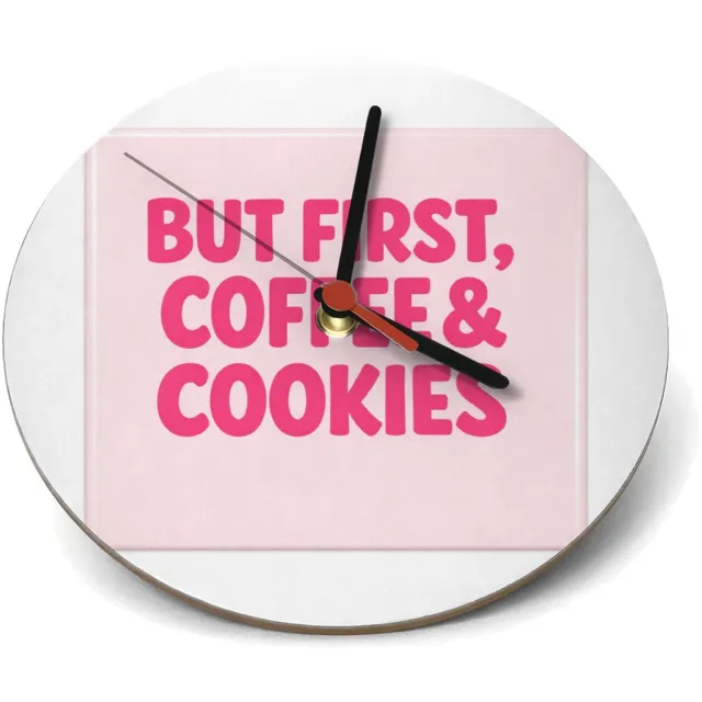 Mr Cadeautjes Klok rond Ø 19 - design Compacte typografische print met een speels keuken- of koffi | cadeau Wit