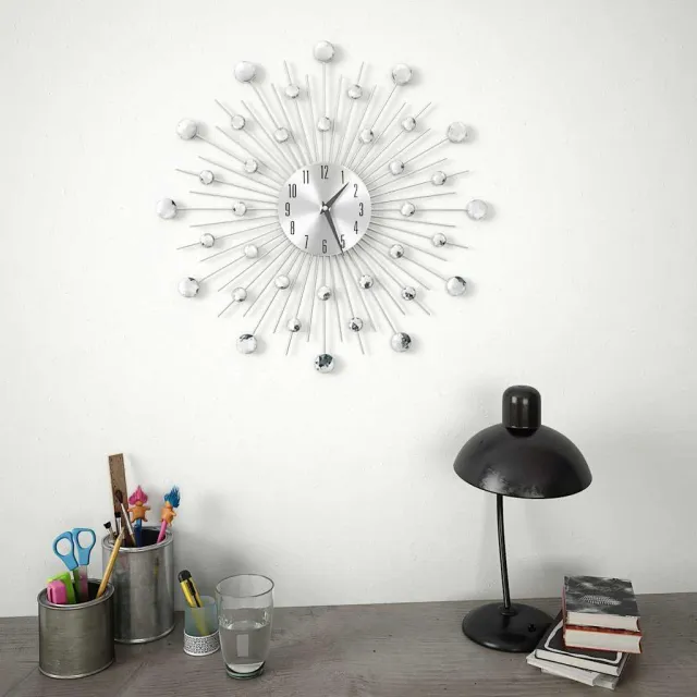 vidaXL Wandklok met quartz-mechanisme 50 cm modern ontwerp zilver, foto 2