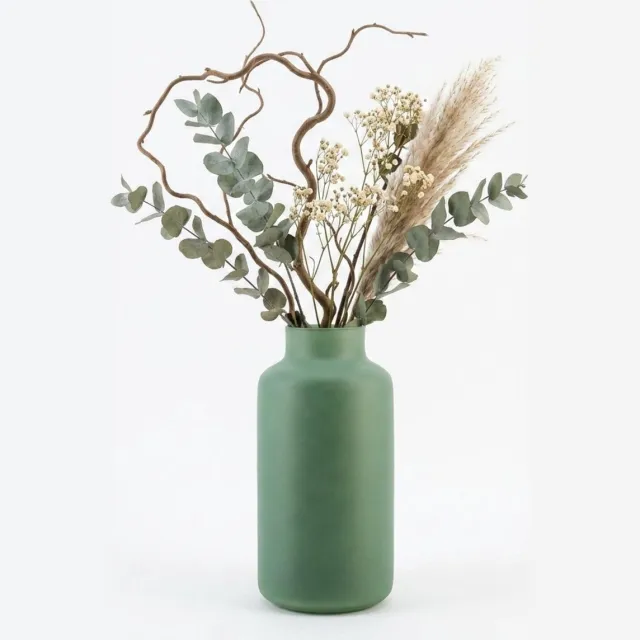Floran Design bloemenvaas Milano - groen - mat glas - 15 x 25 cm - glazen vazen Donkergroen