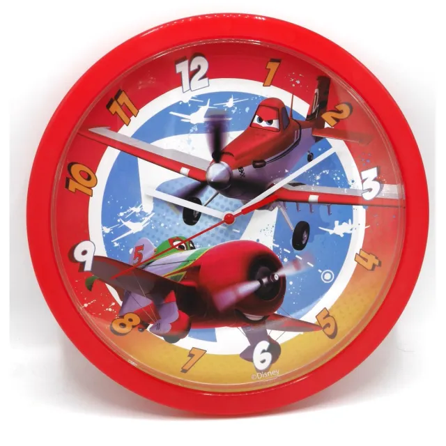 Kids Euroswan Disney planes Wandklok 24 cm doorsnee rood