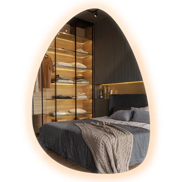 TULUP Coloray LED Spiegel - Organische Spiegel met Verlichting - 50 x 70 cm - LED Badkamerspiegel - Grote Organische Wandspiegel - Warm Wit 3000K - Decoratieve Spiegel