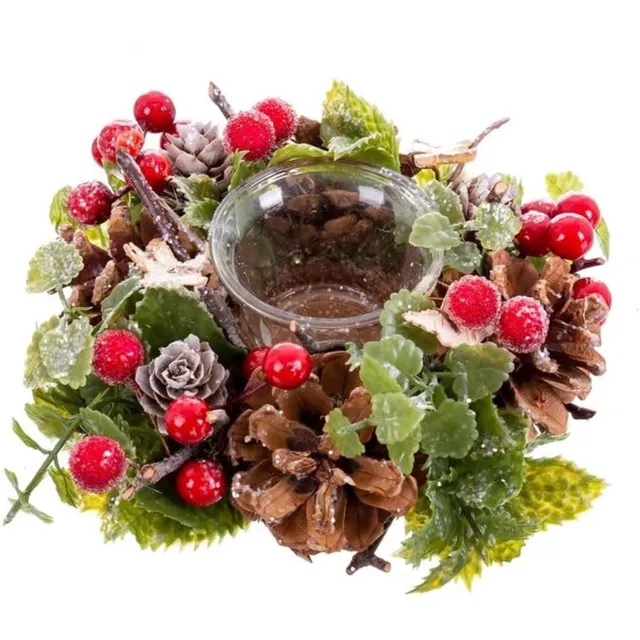 BigBuy Christmas Theelichthouder Kerst Rood Multicolor Kunststof Schuim 16x16x7cm