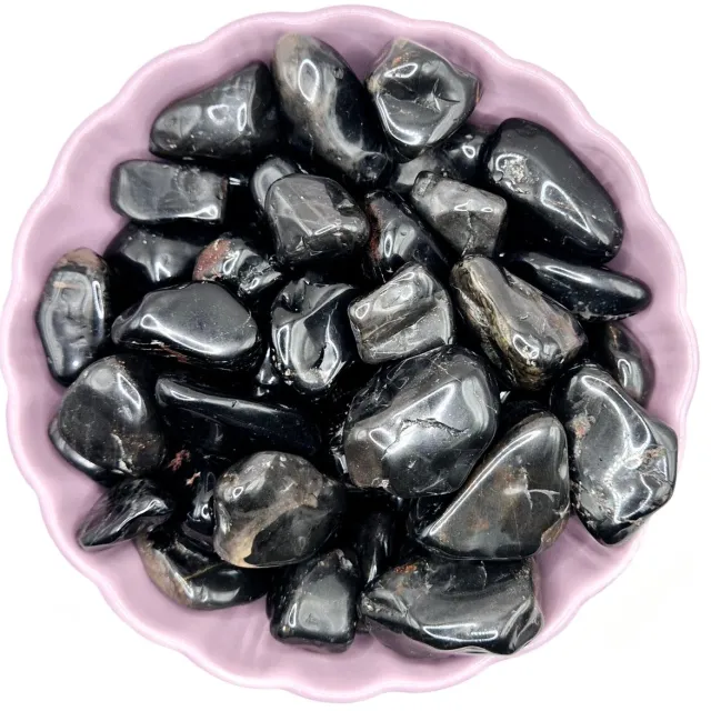 Moonlight Gemstones Crystal Black Onyx - A-Kwaliteit Trommelsteen Zwarte Onyx (3-4 cm) Meerkleurig