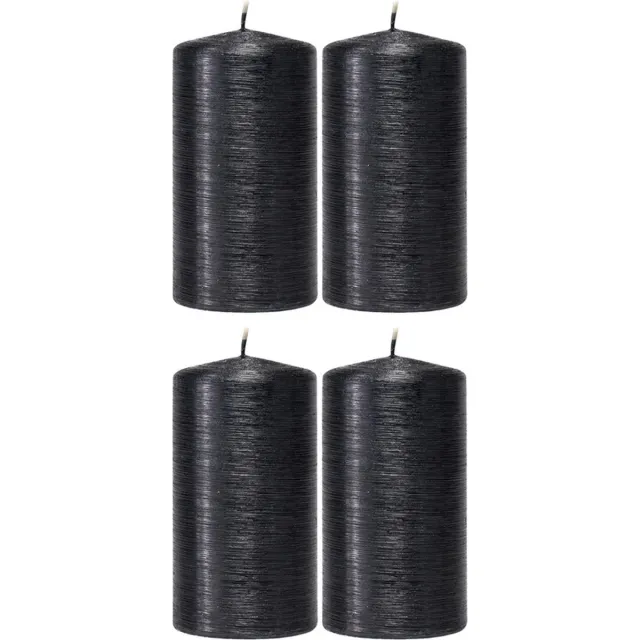Enlightening Candles Cilinderkaars/stompkaars - 4x - zwart - 7 x 13 cm - 25 branduren - sfeerkaarsen - kaarsen - Woondecoraties
