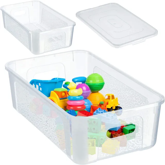KADAX Rechthoekige opbergdoos met deksel, opbergcontainer, stapelcontainer, plastic doos, kunststof doos, ruimtebesparende opbergdoos (5 l, transparant)