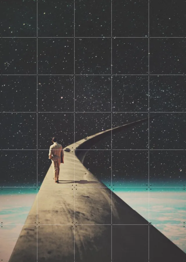 IXXI We chose this Road my Dear, Frank Moth - 100 x 140 cm - Grote wanddecoratie en posters - Surrealisme, Digitale Kunst, Mancave, Woonkamer Donkere tinten / Zwart