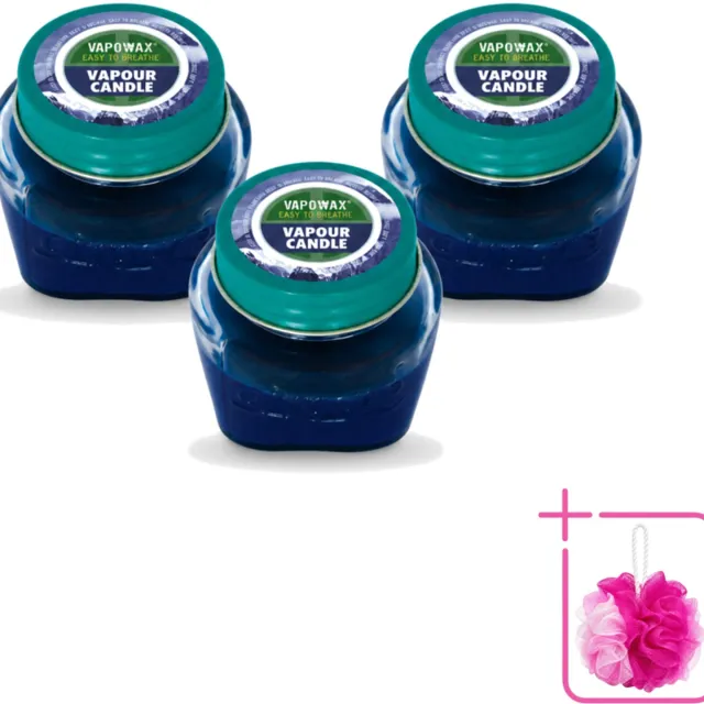 Airpure 3 x Airpure - Kaars Tegen Verkoudheid - Geurkaars - Verlichting bij Verkoudheid - 28,5 g - Bulkverpakking - Kaars tegen verkoudheid - Douchemop - Geurige kaars blauw