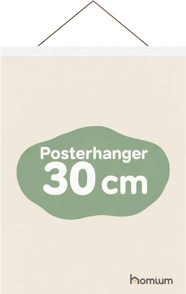 Homium Posterhanger 30 cm - Wit hout - poster ophangsysteem - Posterlijst - Posterhouder