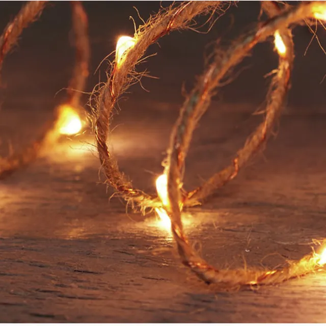 Anna's Collection Anna Collection Touwverlichting - jute - met 20 lampjes - warm wit - 100 cm - timer