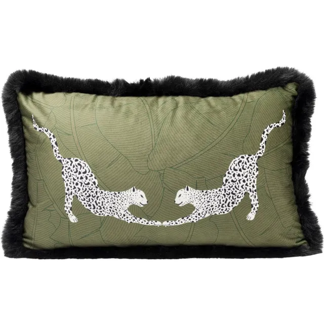 Unyqoos Exotisch sierkussen met luipaardmotief en fluwelen uitstraling voor interieur, Sierkussen, Veelkleurig, 50x30