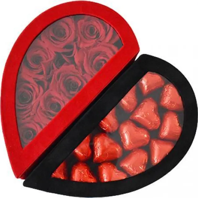 Rosuz Chocolade box Rosuz special - Ruim assortiment aan Luxe & Handgemaakte cadeaus - Verras op een speciale manier - 2 jaar houdbare rozen! Rood met zwart