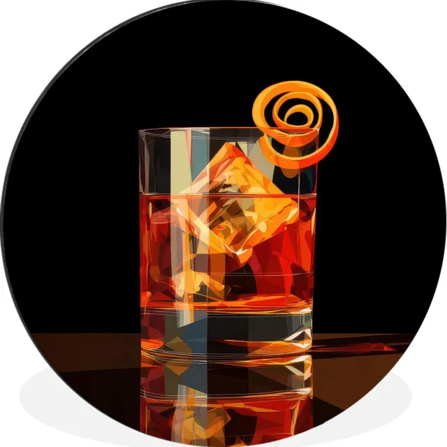 WallCircle Wandcirkel - Muurcirkel - Glas - Ijsblokjes - Drinken - Bruin - Aluminium - Dibond - 140x140 cm - Binnen en Buiten