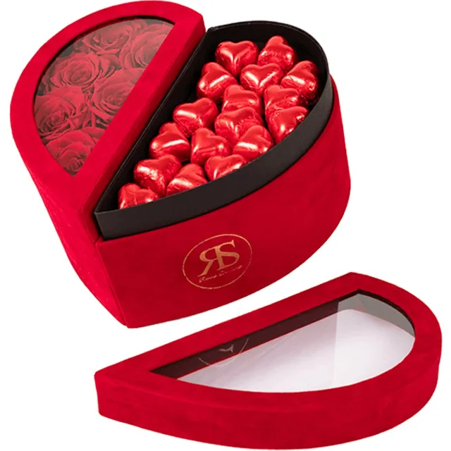 Rosuz Chocolade box Scarlet rood - Ruim assortiment aan Luxe & Handgemaakte cadeaus - Verras op een speciale manier - 2 jaar houdbare rozen!