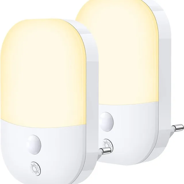 Tovbmup Nachtlampje met bewegingssensor - 2-pack - LED-nachtlampje - 5 helderheidsniveaus en 3 standen - 2800K - Warm wit licht - Ideaal geschikt voor slaapkamers, gangen, trappen en keukens