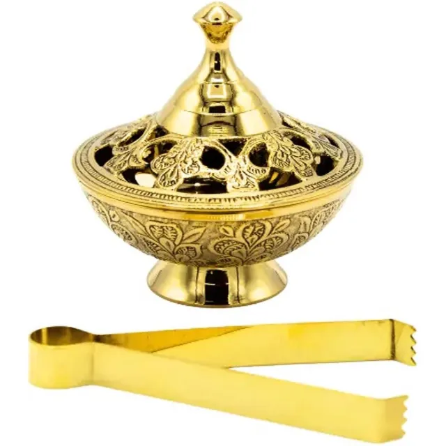Green Tree Spiritual Gifts Geelkoper Wierookbrander en Tang - Set