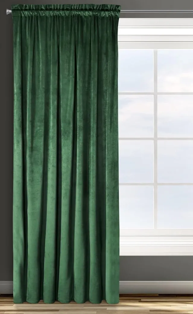 Famanu Verduisteringsgordijn - Ondoorzichtig - Satijnen Gordijn met Gordijnband - 1 st. Extra Lang Gordijn - Elegant - Effen - Woonkamer - Slaapkamer - cm - Donkergroen Dark Green