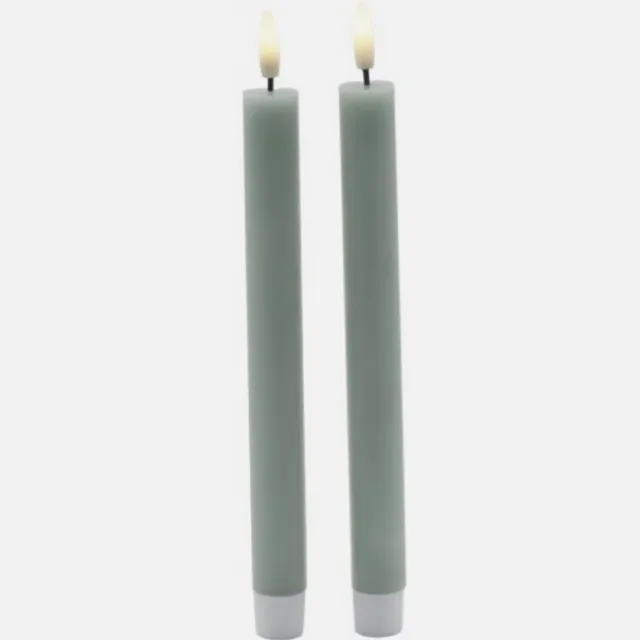 Sirius LED-Dinerkaarsen 'Sille' (25cm hoog, Set van 2) - Groen - Sandy Green - gekleurde LED-kaars Dusty Green - dinerkaars