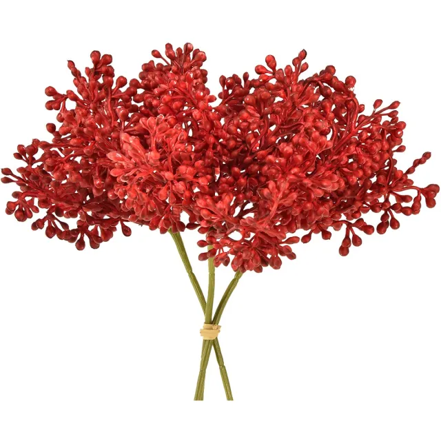 Viana Kunstbessen rode decoratie voor adventskrans 32cm 3 stuks in een bos rood