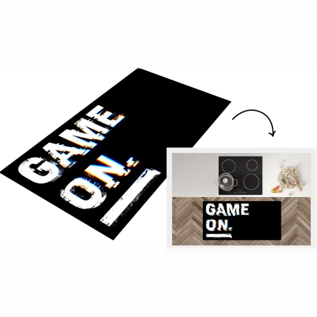 KitchenYeah Keukenloper - Loper keuken - Game - Quote - Zwart - Wit - 120x60 cm - Keukenloper vinyl Multicolor