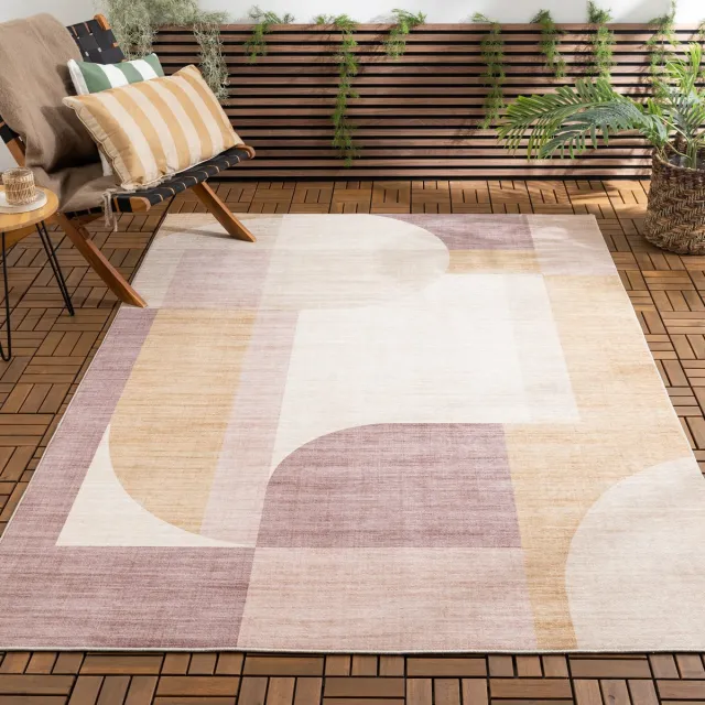 Fraai Abstract buitenkleed - Groovy Shapes Pastel - 160x230cm Multicolor