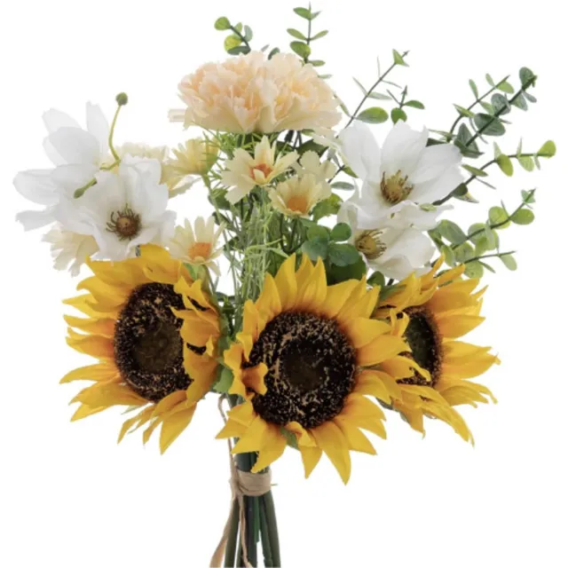 BOG Kunstbloemen – Kunstplanten – Kunstzonnebloemen – Zijde Bloemen Voor Bloemstukken – Bruidsboeketten – Woondecoratie – Bruiloft – Tuinfeest – Geel Wit veelkleurig