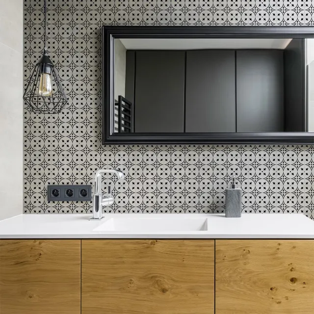 Ambiance Sticker Zelfklevende tegelmuurstickers voor keuken en badkamer - 24 cementtegelstickers (AZULEJOS ELA) - 24 stickers, 10x10cm Multi color