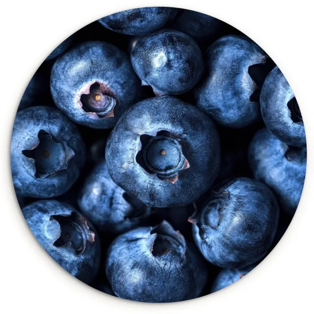 WallCircle Wandcirkel 30x30 cm - Muurcirkel Bessen - Blauw - Fruit - Muurdecoratie woonkamer - Wanddecoratie slaapkamer - Kamer decoratie accessoires - Ronde schilderijen
