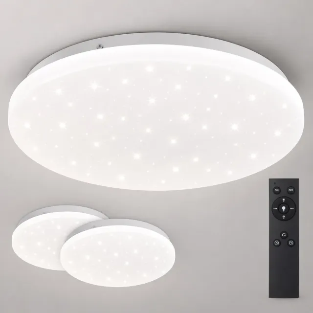 LOVHAUS 2x LED Plafonnière 28 cm – 24W 2400LM – Sterrenhemel Effect – Dimbaar met Afstandsbediening – 3000K-6500K Wit