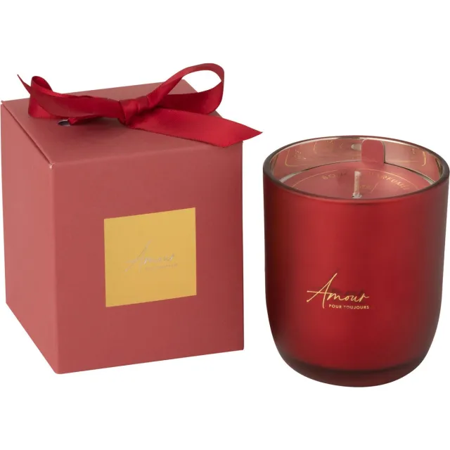 J-Line geurkaars Amour - Mimosa & Rose - glas - rood - small - 35U