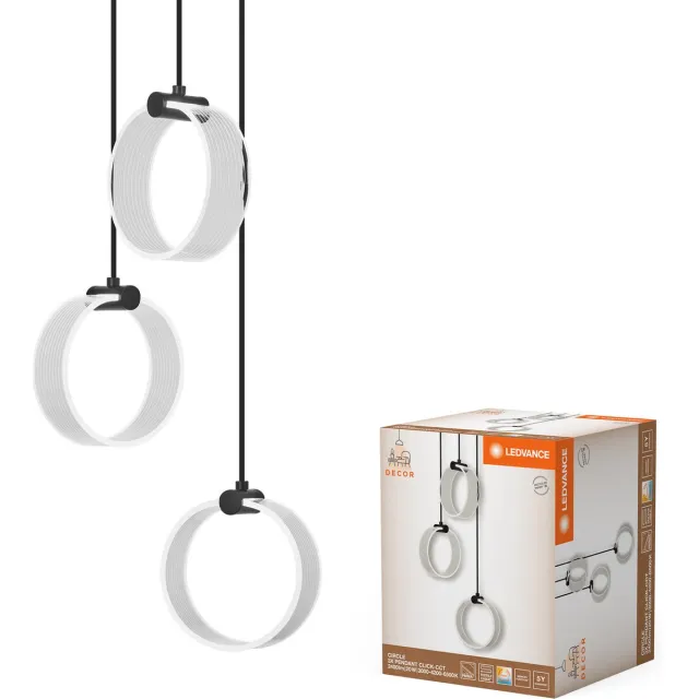 LEDVANCE Decor Circle 3XHanglamp PL 20W Click CCT Zwart