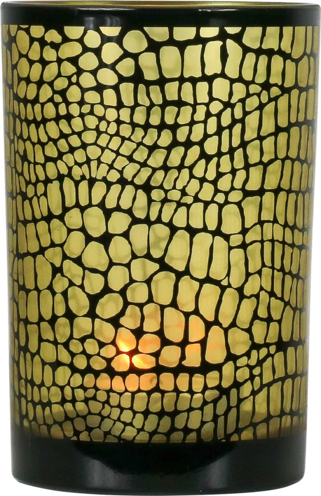 Mars & More Theelichthouder croco zwart large 18cm*