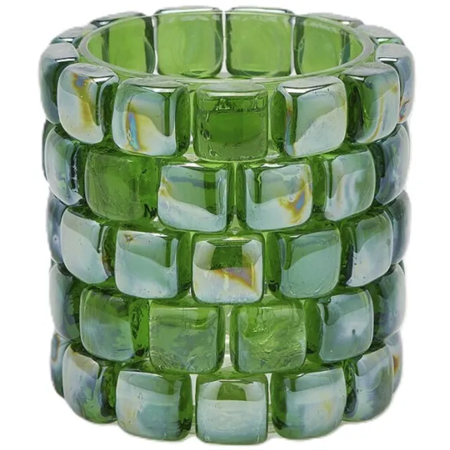 EDG - Enzo De Gasperi EDG - Waxinelichthouder - Glas - groen - D13 x H12,5 cm - Opening 8 cm