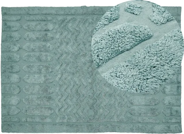Beliani SIRNAK - Laagpolig vloerkleed - Mintgroen - 160 x 230 cm - Katoen