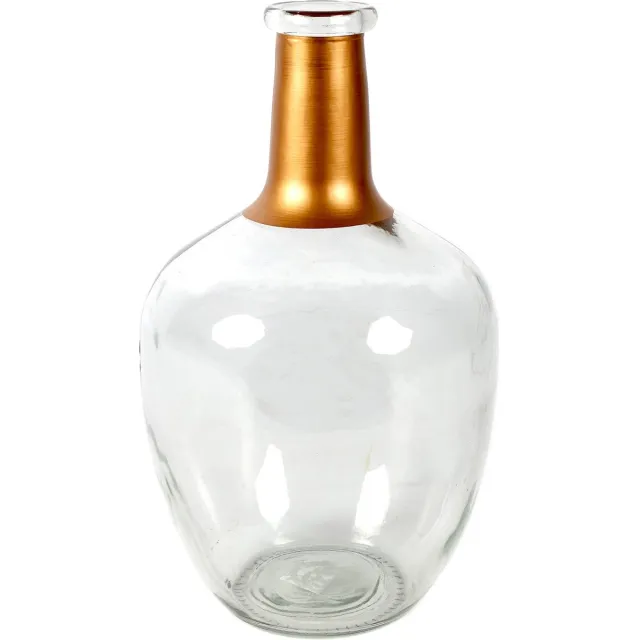 Countryfield Bloemenvaas Firm Big Bottle - helder transparant/koper - glas - 18 x 30 cm