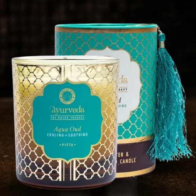 Song of India - Pitta aqua oud ayurveda geurkaars met 1 lont in glas - 200 g