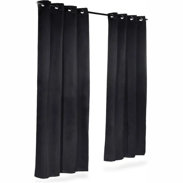 Famanu Kant en klaar gordijnen verduisterend - ringen - 2 stuks - effen - wasbaar - : .5 cm - zwart
