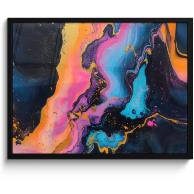 FrameYourWall Poster in lijst - Fotolijst 70x50 cm - Posters - Modern - Marmer - Oranje - Posterlijst zwart - Decoratie - Wanddecoratie woonkamer - Muurdecoratie slaapkamer Marmer - Modern 2